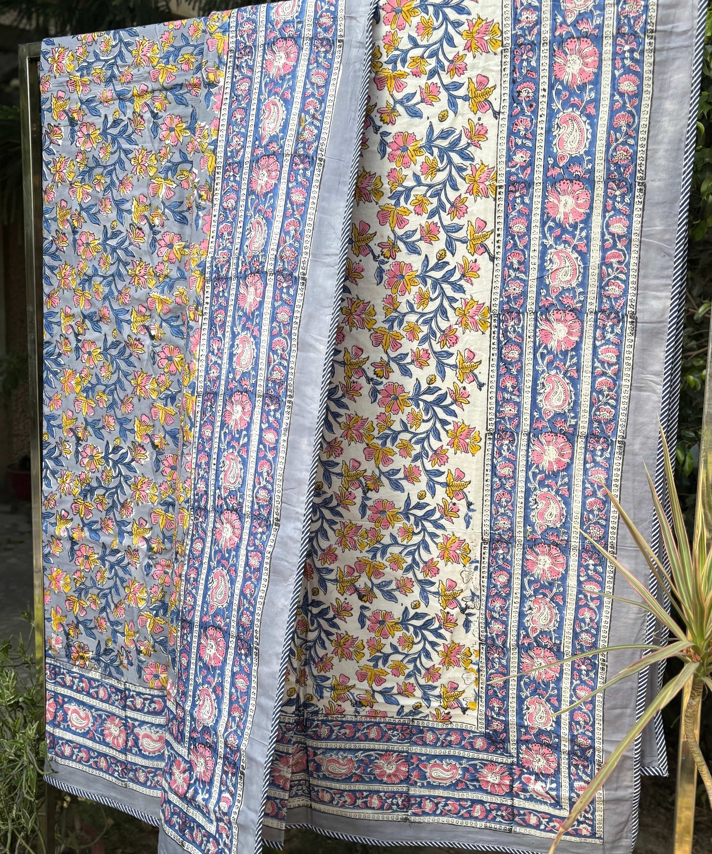 Handblock Double Bed Dohar (Mul Cotton) (90”x108”)