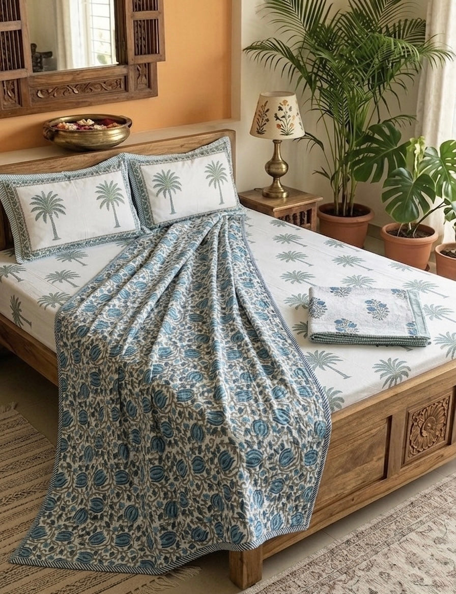 Handblock Dohar Pair (Mul Cotton) (60”x90”)