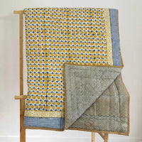 Dotted Dayira Block Printed Reversible Cotton Quilt (Razai)
