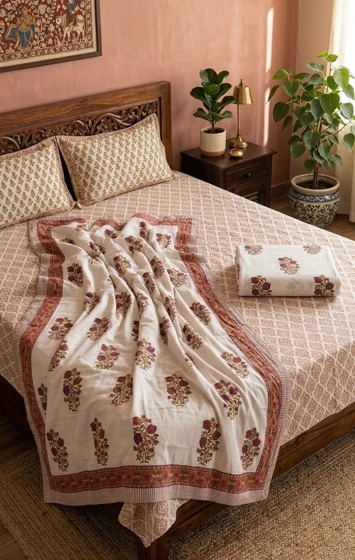 Handblock Dohar Pair (Mul Cotton) (60”x90”)