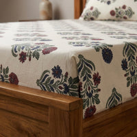 Fitted Floral Handblock Bedsheet