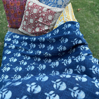 Hand Block Printed Indigo Sofa Throw