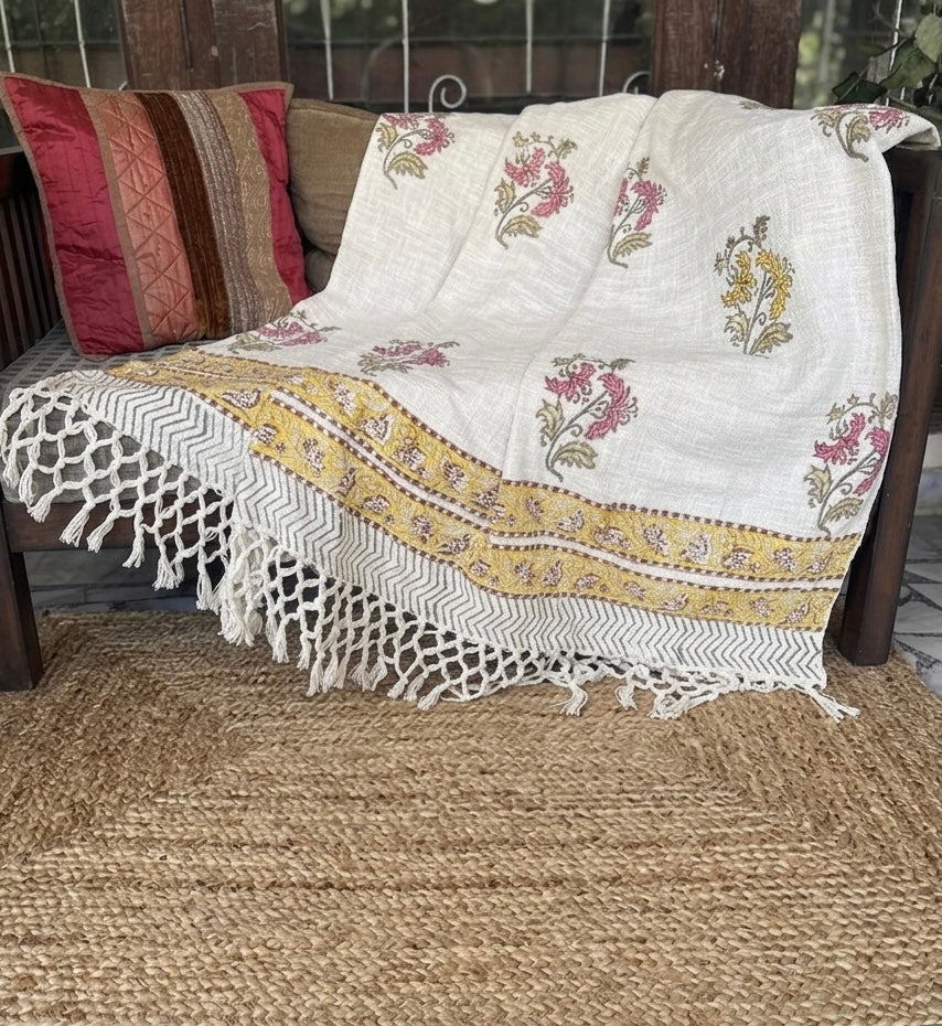 Handblock Printed Sofa Throw