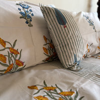 Percale Poppy Palm Jaipur Handblock Bedsheet
