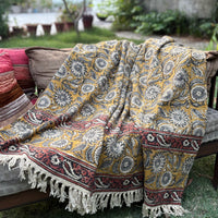 Hand Block Kalamkari Sofa Throw