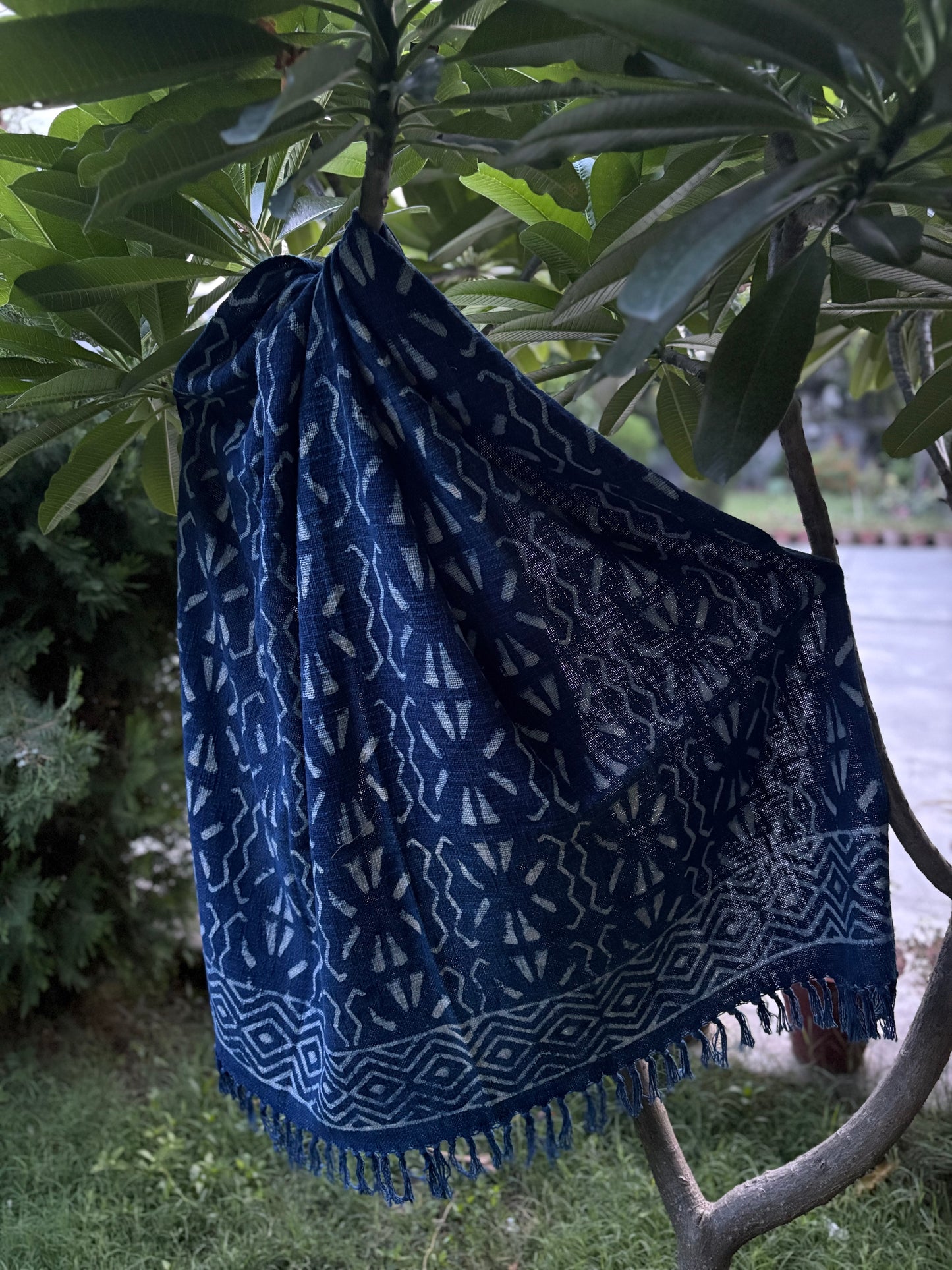 Hand Block Indigo Sofa Throw
