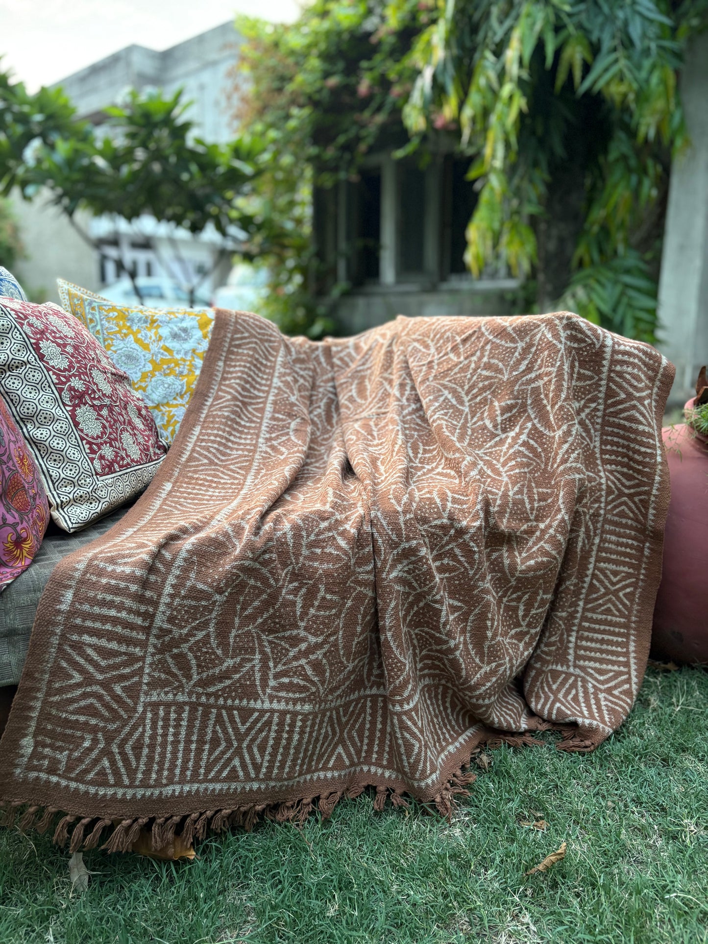 Dabu Print Handblock Sofa Throw