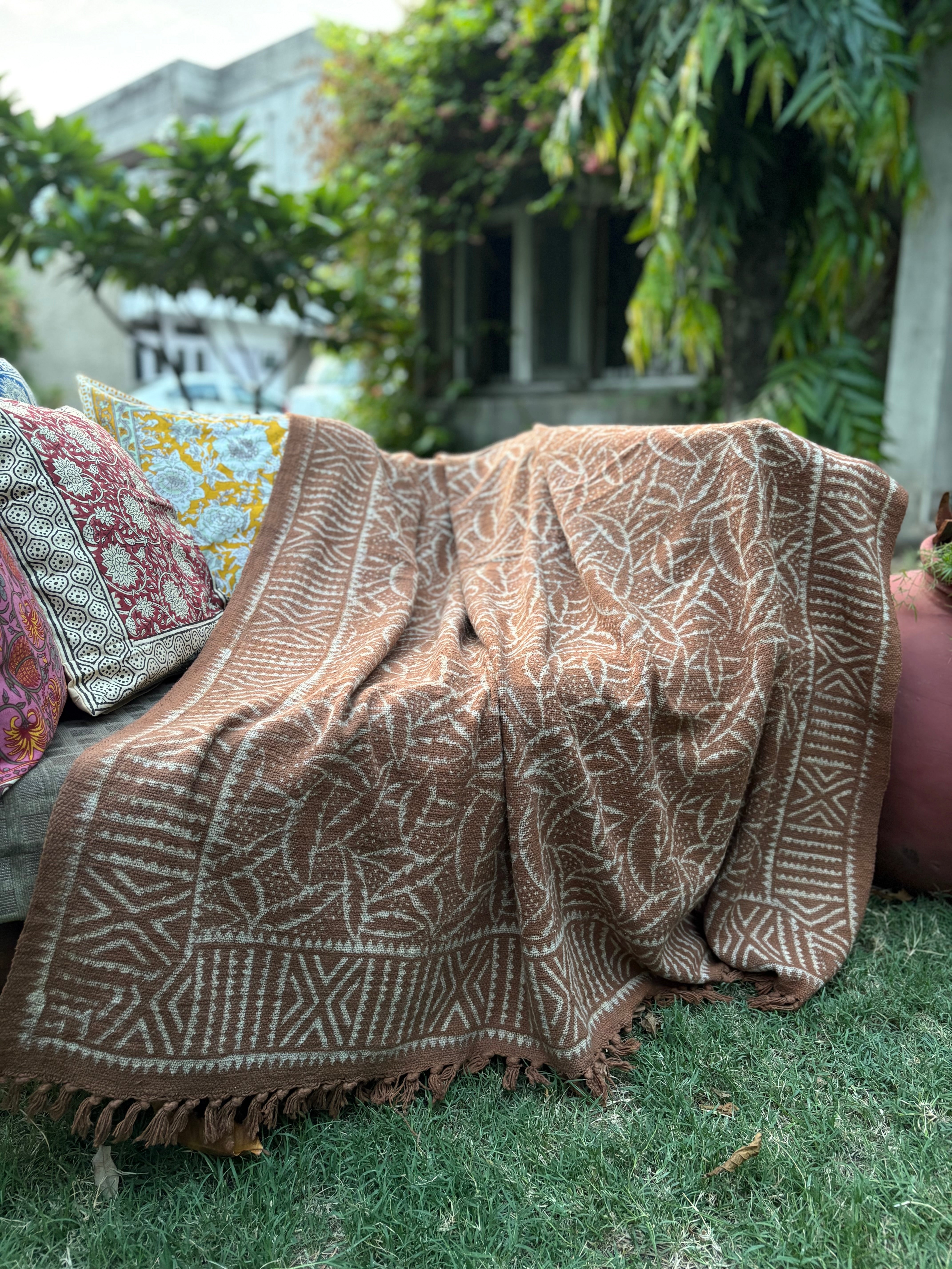 Dabu Print Handblock Sofa Throw
