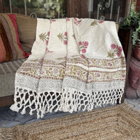 Handblock Printed Sofa Throw & Mini-Bedcover