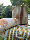 Hand Block Palm Bedsheet & Reversible Comforter Set | 100% Cotton Bedding Set