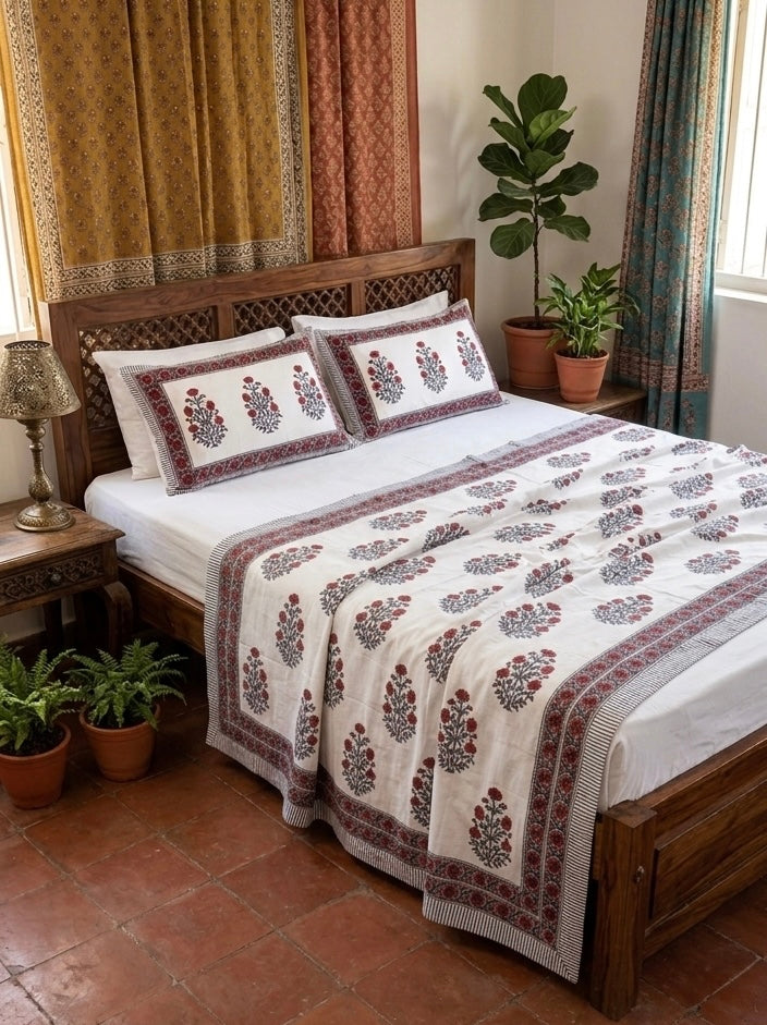 Handblock Dohar Pair (Mul Cotton) (60”x90”)