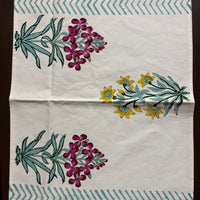 Hand Block Canvas Table Runner & 6 Mats Set