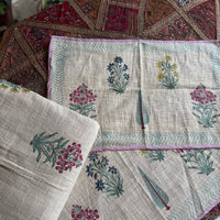 Rosa Hand Block Jute Bedcover