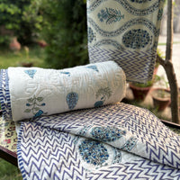 Hand Block Buta Jaal Bedsheet & Reversible Comforter Set | 100% Cotton Bedding Set