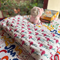 Flamingo Handblock Baby Quilt (Surgical Cotton)
