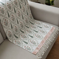 Premium Handblock Printed Sofa Throw & Mini-Bedcover