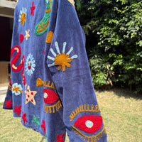 Blue Snake Hand Embroidered Suzani Jacket