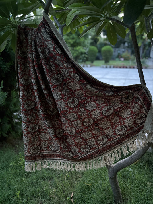 Hand Block Kalamkari Sofa Throw