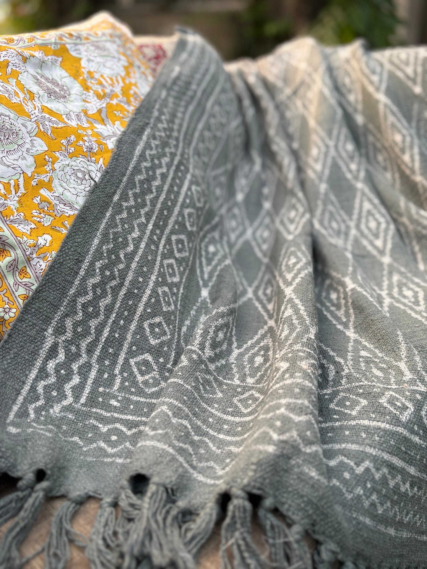 Dabu Print Handblock Sofa Throw