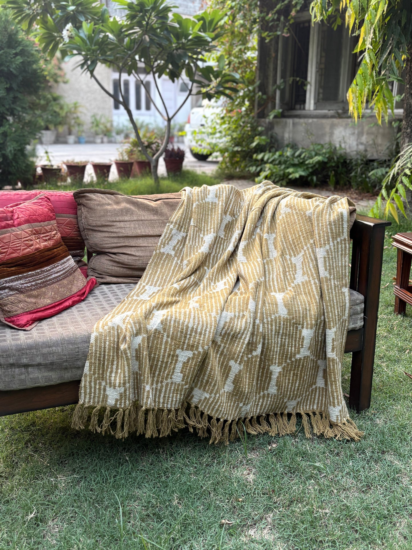 Dabu Print Handblock Sofa Throw