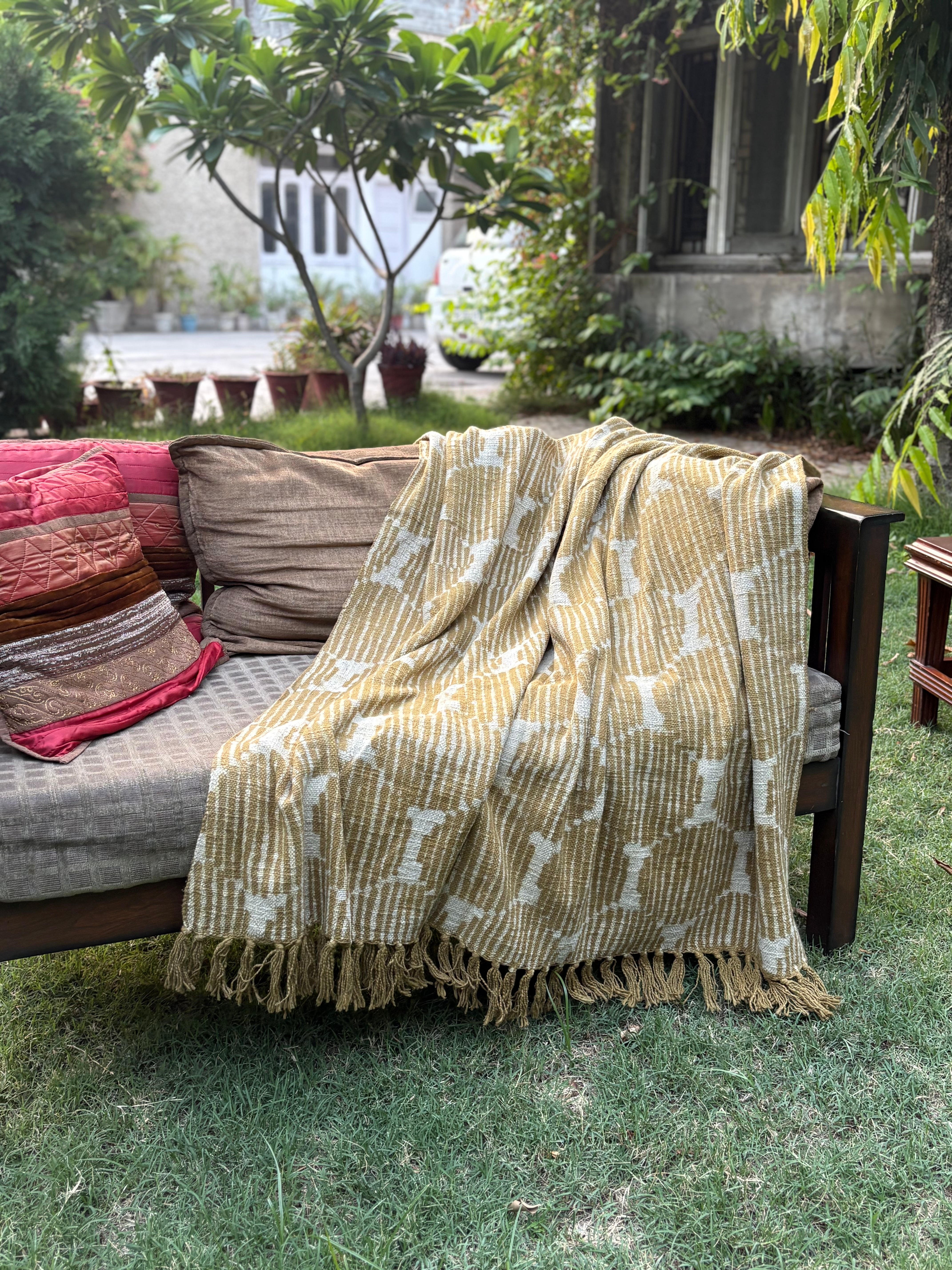 Dabu Print Handblock Sofa Throw
