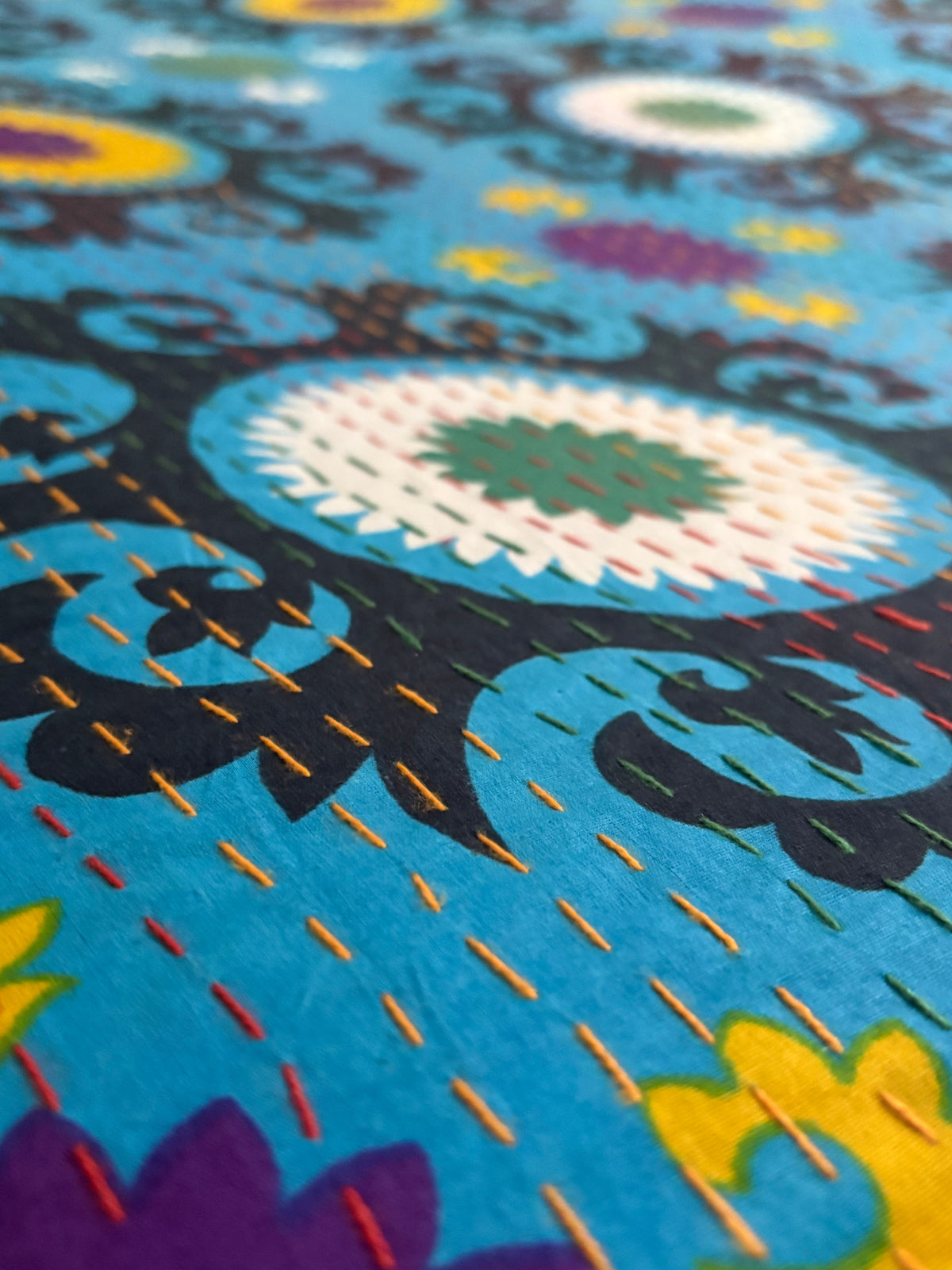 Mandala Kantha Quilted Bedcover