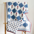Jaal Buta Block Printed Reversible Cotton Quilt (Razai)
