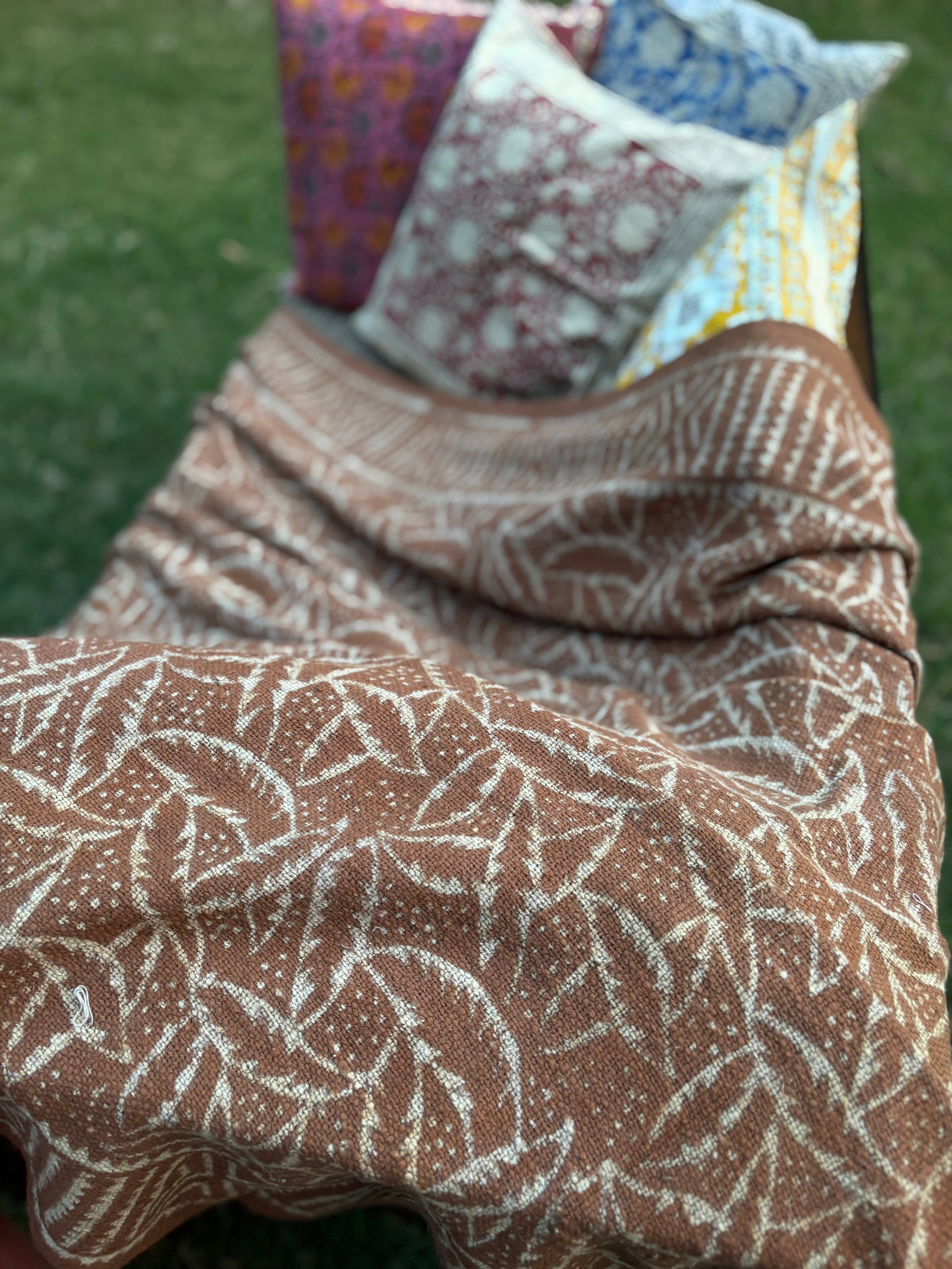 Dabu Print Handblock Sofa Throw