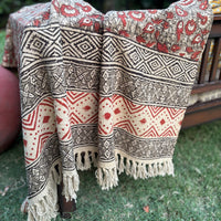 Hand Block Kalamkari Sofa Throw