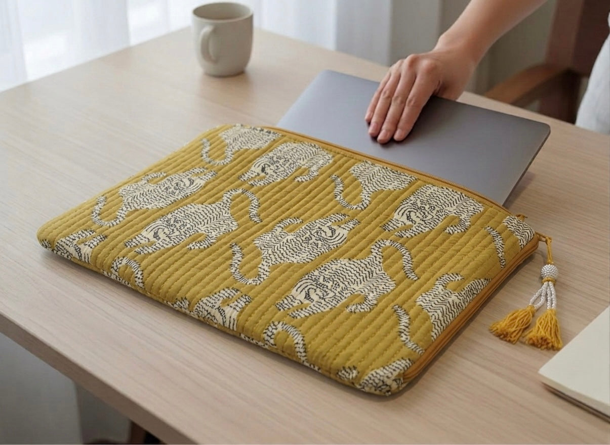 Hand Block Laptop Sleeve | Yellow | MacBook Air & iPad Case