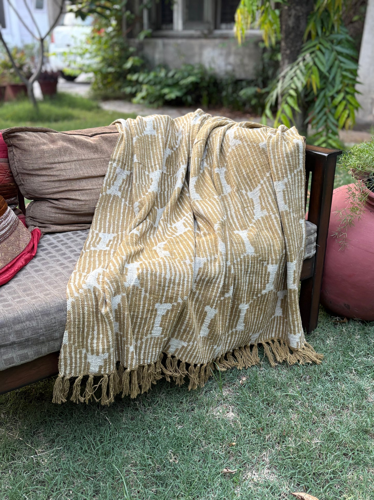 Dabu Print Handblock Sofa Throw