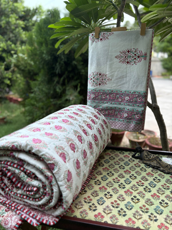 Hand Block Print Bedsheet & Reversible Comforter Set | 100% Cotton Bedding Set