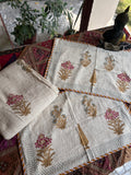 Poppy Hand Block Jute Bedcover