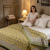 Handblock Double Bed Dohar (Mul Cotton) (90”x108”)