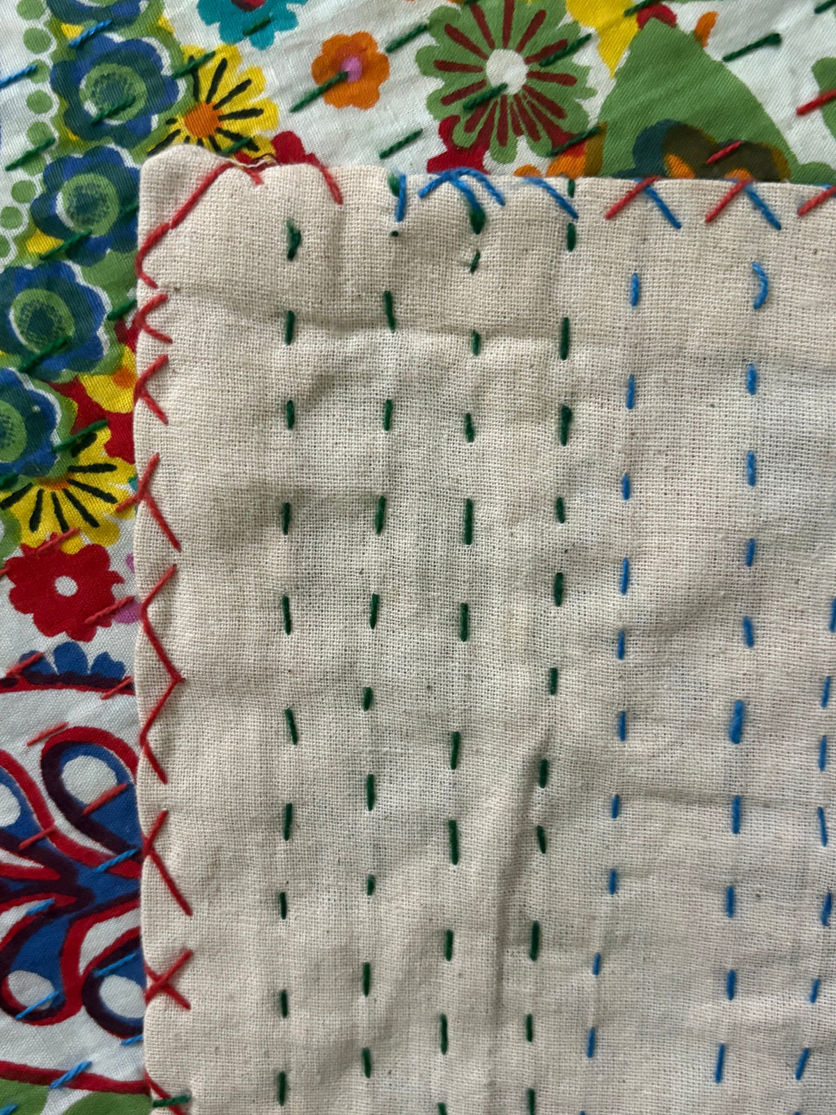 Paisley Pop Kantha Quilted Bedcover