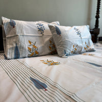 Percale Poppy Palm Jaipur Handblock Bedsheet