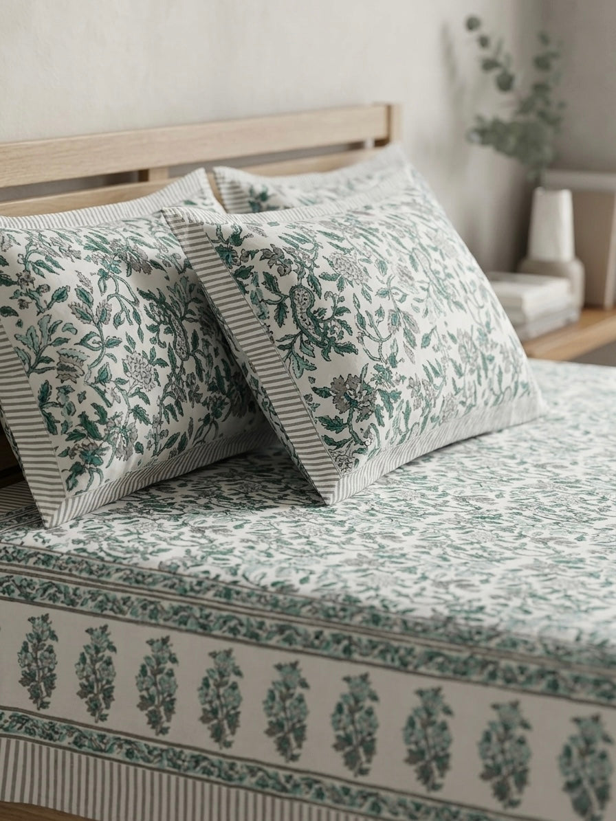 Hand Block Sanganer Bedsheet Set King Size