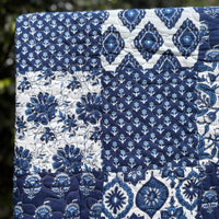 Hand Block Indigo Patchwork Bedsheet & Reversible Comforter Set | 100% Cotton Bedding Set