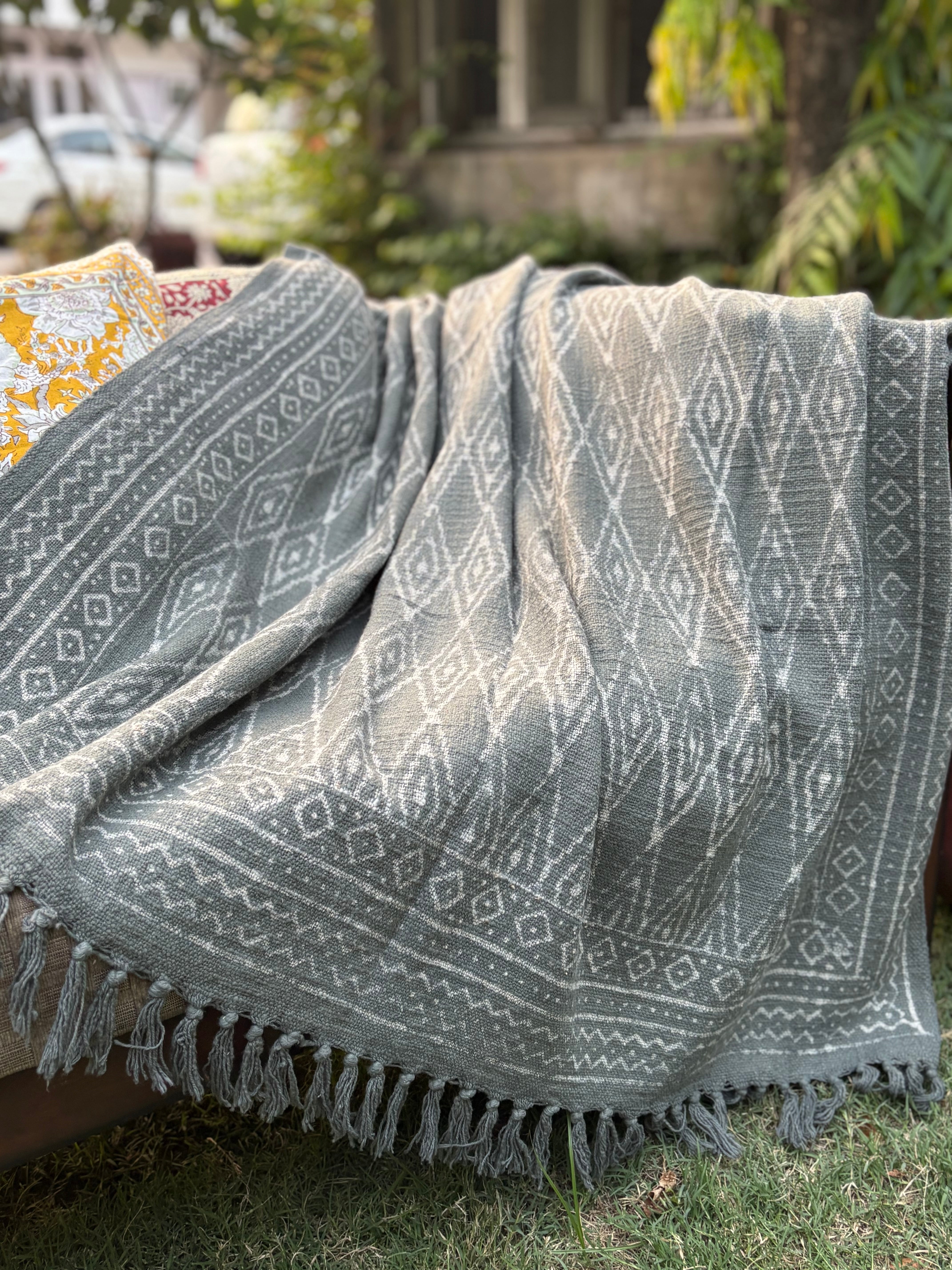 Dabu Print Handblock Sofa Throw