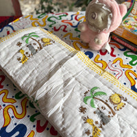 Jungle Babies Handblock Baby Quilt (Surgical Cotton)