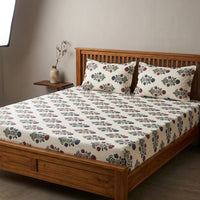 Fitted Floral Handblock Bedsheet
