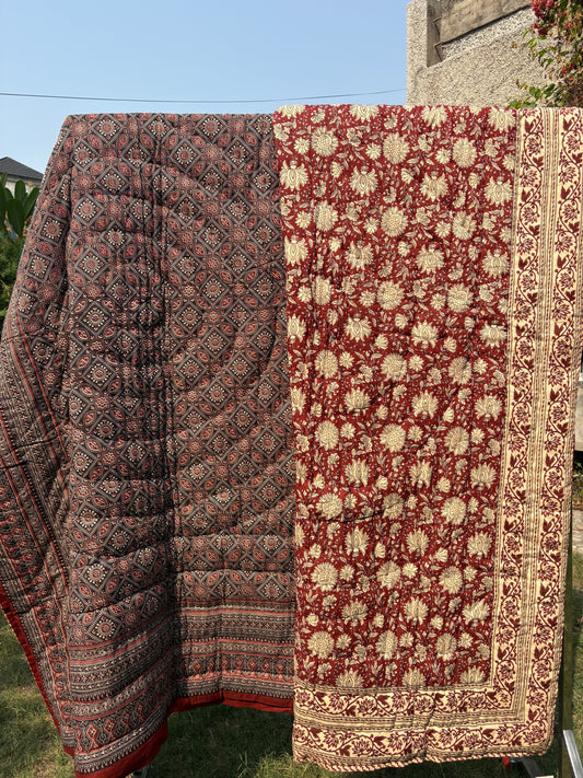 Bagru Reversible Cotton Single Quilt (Razai)
