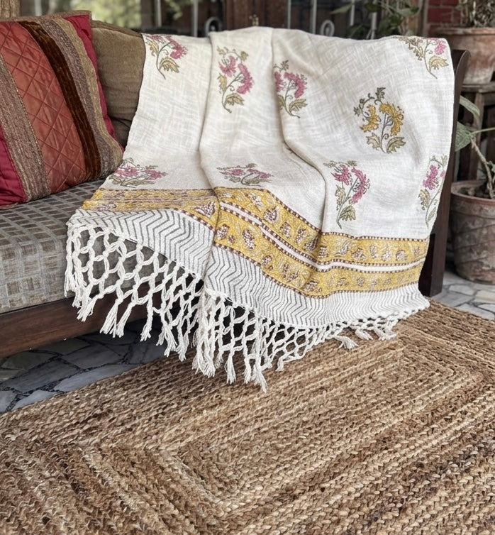 Handblock Printed Sofa Throw