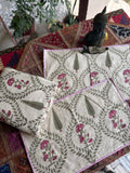 Palm Jaal Hand Block Jute Bedcover