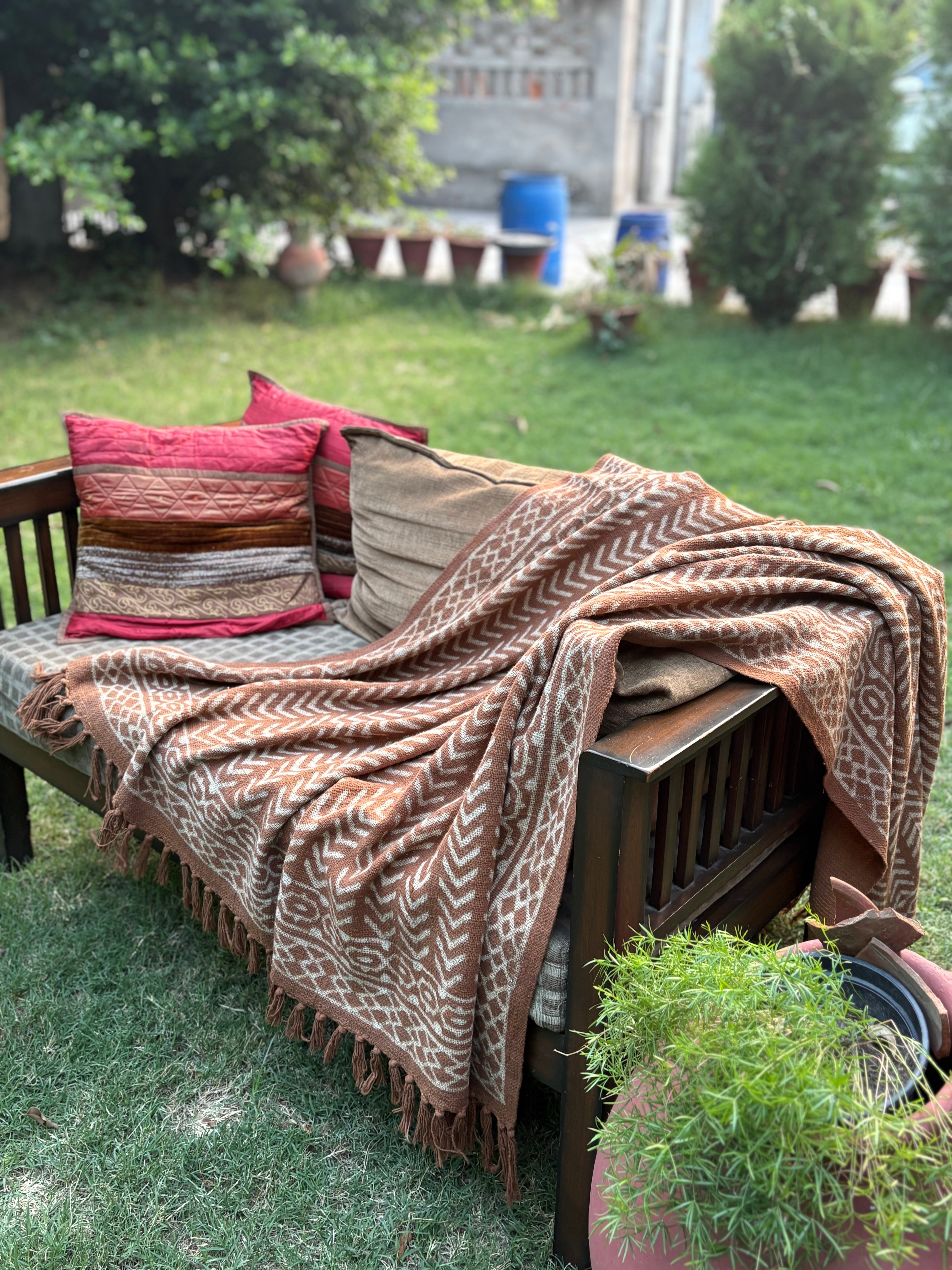 Dabu Print Handblock Sofa Throw