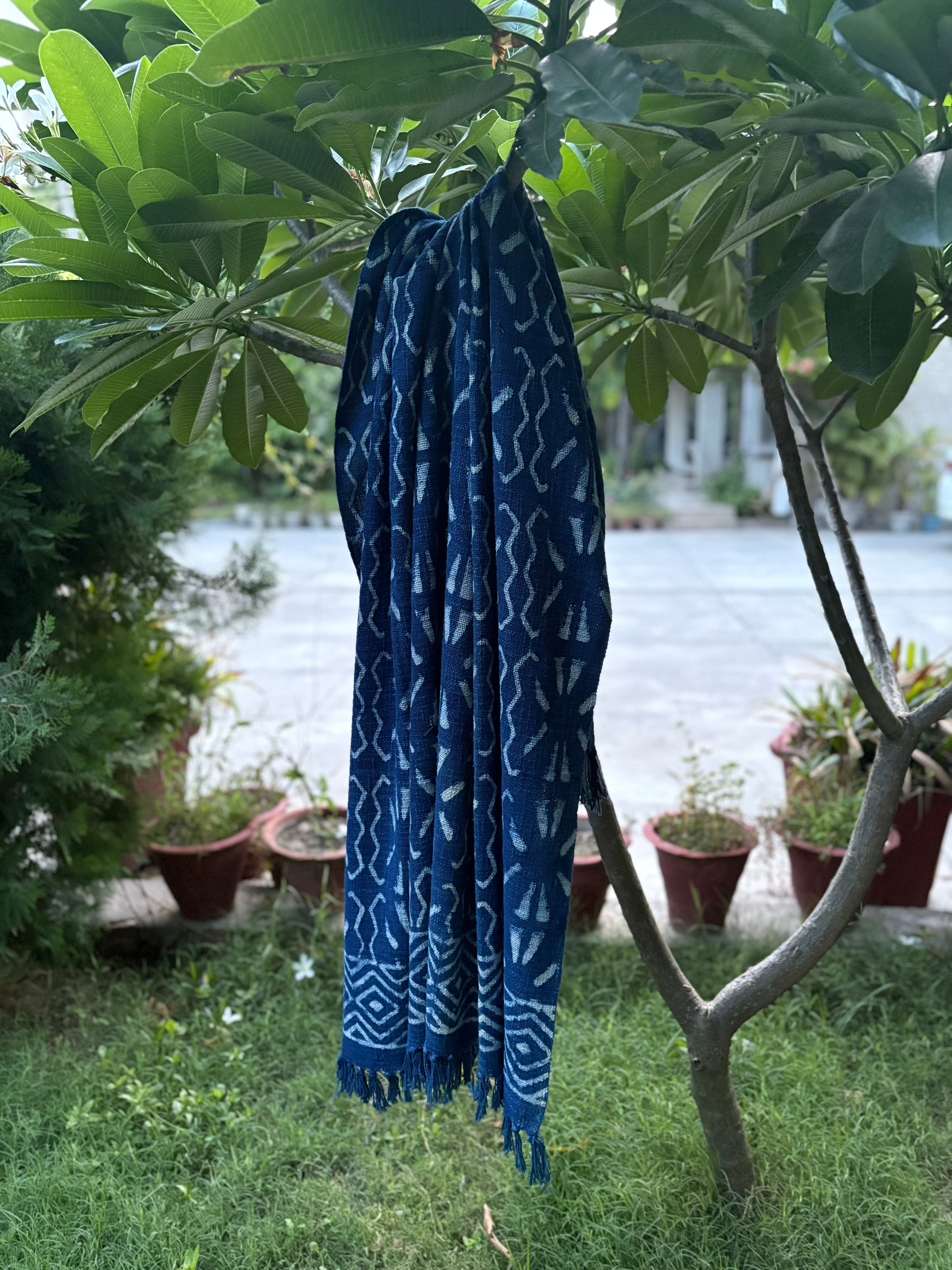 Hand Block Indigo Sofa Throw