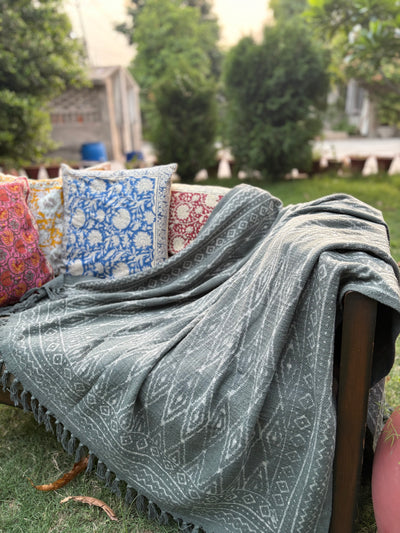 Dabu Print Handblock Sofa Throw
