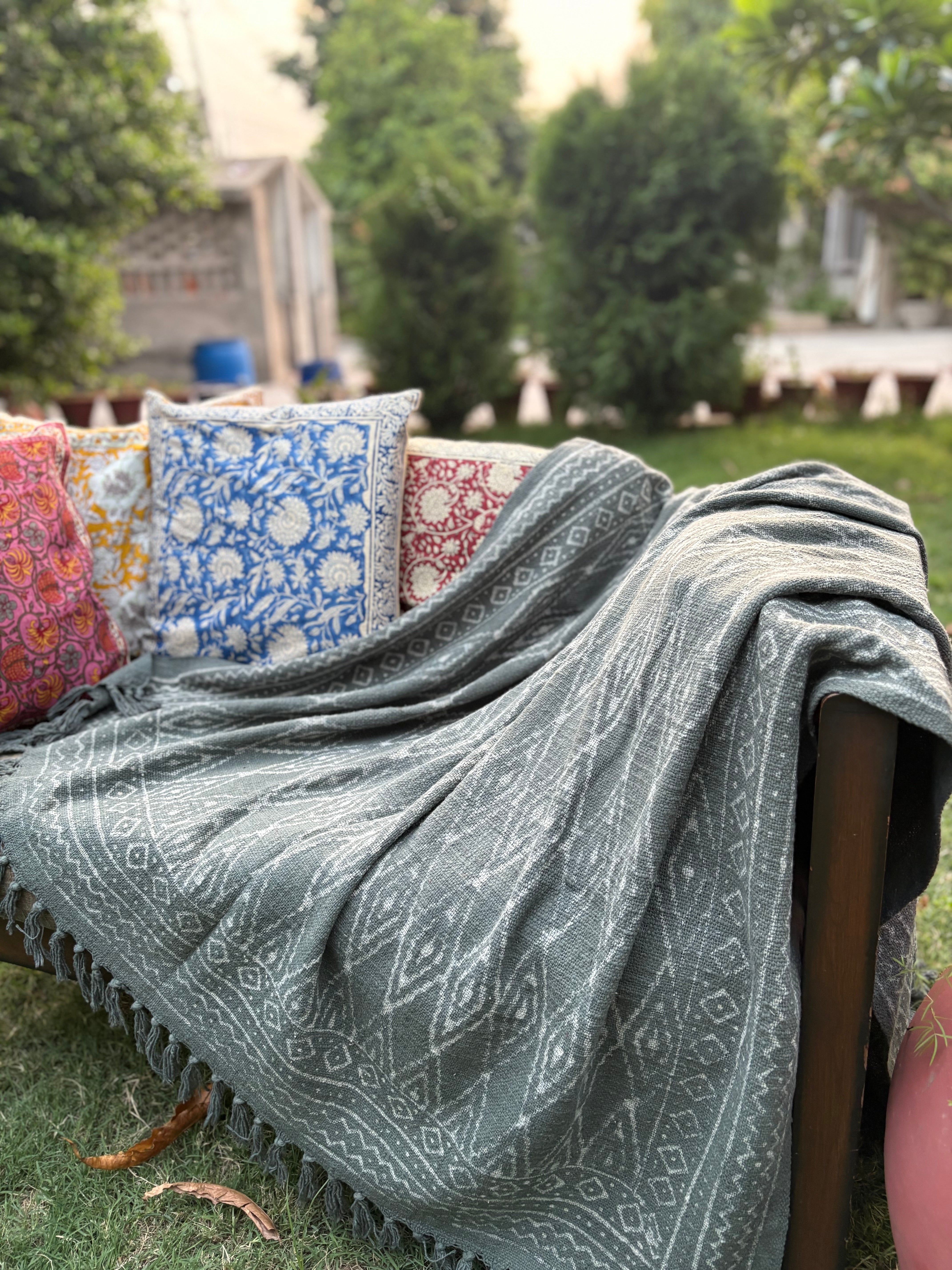 Dabu Print Handblock Sofa Throw
