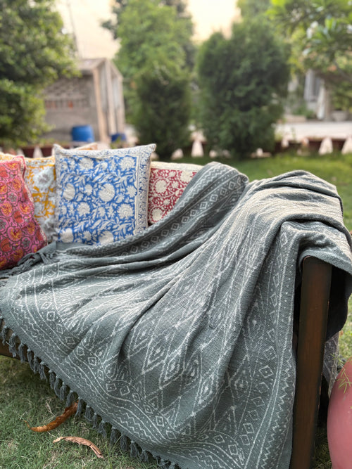 Dabu Print Handblock Sofa Throw
