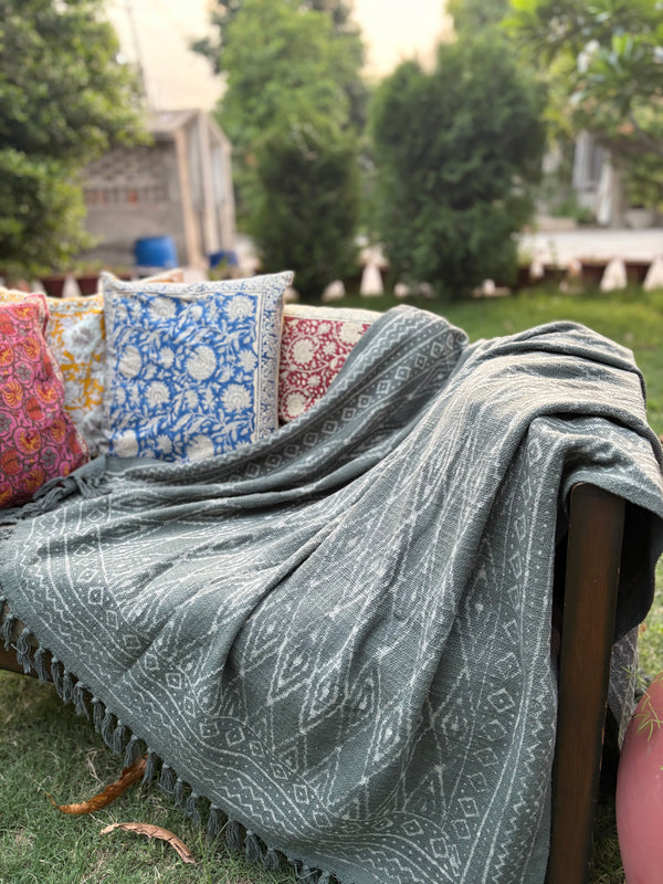 Dabu Print Handblock Sofa Throw